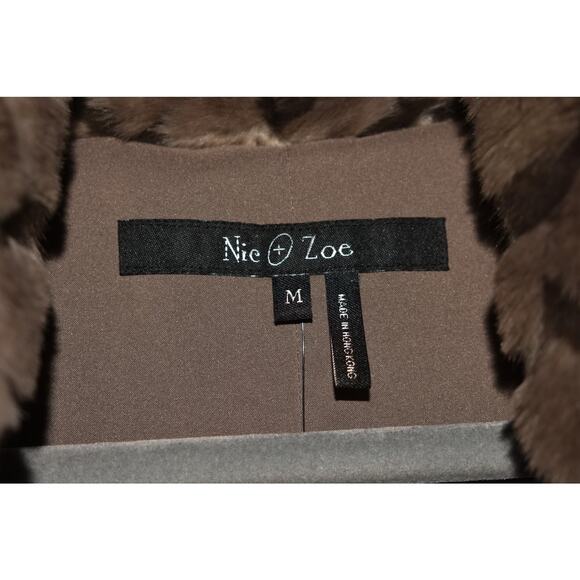 NIC+ZOE NEW $198 Faux Fur Coat Snap Closure Brown Taupe Medium - Picture 4 of 4